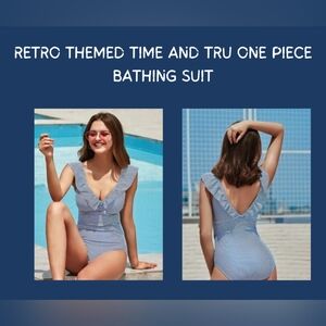 Time and Tru Blue Striped Kids One Piece Swimsuit